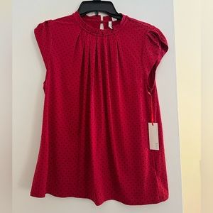 NWT Elle Polka Dot Mock Neck Blouse